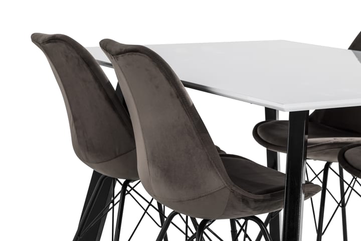Ruokailuryhmä Eli 150 cm 4 Scale tuolia Sametti - Valkoinen/Musta/Harmaa - Huonekalut - Pöytä & ruokailuryhmä - Ruokailuryhmä