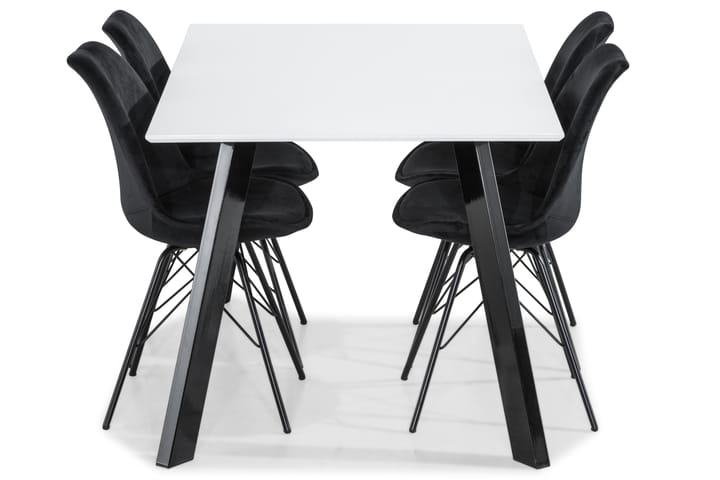 Ruokailuryhmä Eli 150 cm 4 Scale tuolia Sametti - Valkoinen/Musta/Musta - Huonekalut - Pöytä & ruokailuryhmä - Ruokailuryhmä