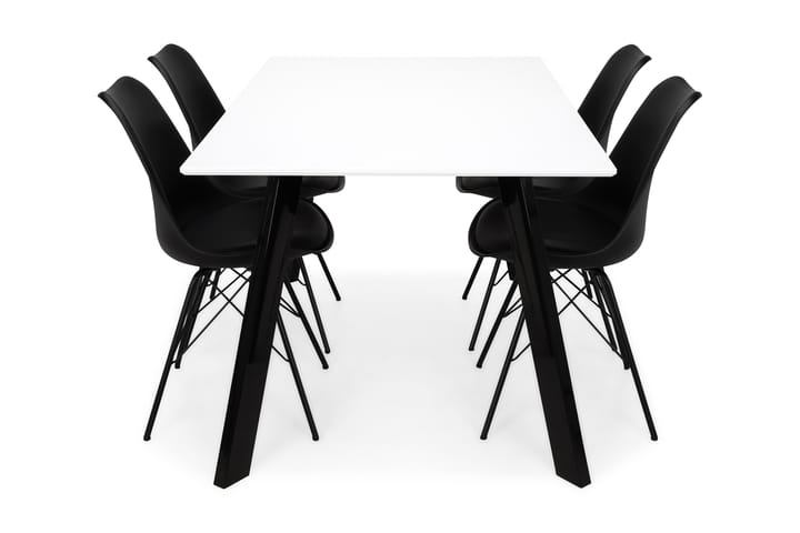 Ruokailuryhmä Eli 150 cm 4 Scale tuolia - Valkoinen/Musta/Musta PU - Huonekalut - Pöytä & ruokailuryhmä - Ruokailuryhmä