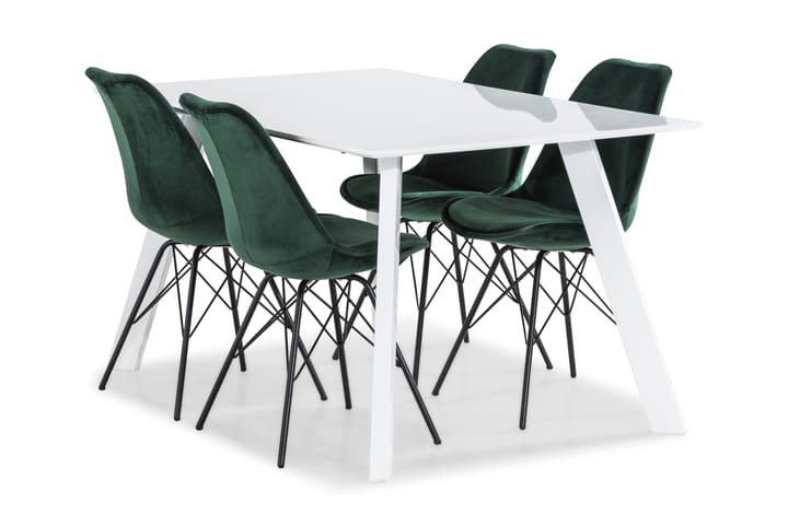Ruokailuryhmä Eli 150 cm 4 Scale tuolilla Sametti - Valkoinen/Musta/Punainen - Huonekalut - Pöydät & ruokailuryhmät - Ruokailuryhmä