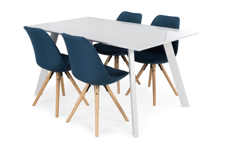 Ruokailuryhmä Eli 4 Erin tuolia - Valkoinen/Sininen - Huonekalut - Pöytä & ruokailuryhmä - Ruokailuryhmä