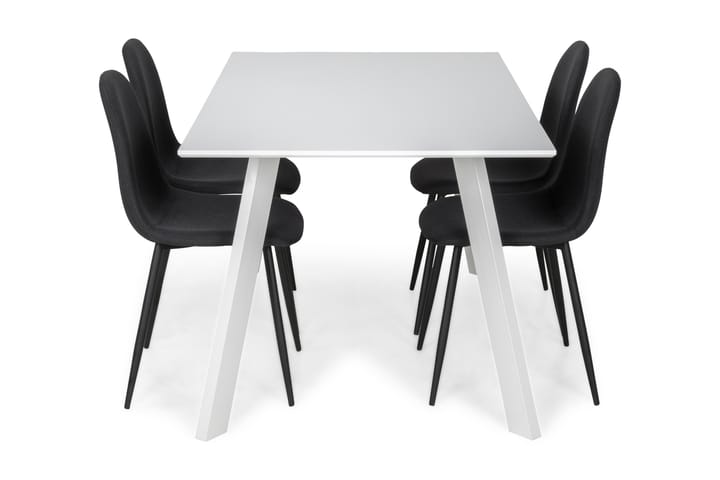 Ruokailuryhmä Eli 4 Naira tuolia - Valkoinen/Musta - Huonekalut - Pöytä & ruokailuryhmä - Ruokailuryhmä