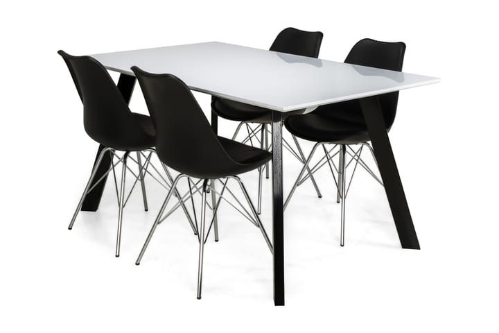 Ruokailuryhmä Eli 4 Scale tuolia - Valkoinen/Musta/Musta PU/Kromi - Huonekalut - Pöytä & ruokailuryhmä - Ruokailuryhmä