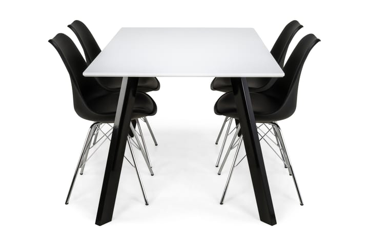 Ruokailuryhmä Eli 4 Scale tuolia - Valkoinen/Musta/Musta PU/Kromi - Huonekalut - Pöytä & ruokailuryhmä - Ruokailuryhmä