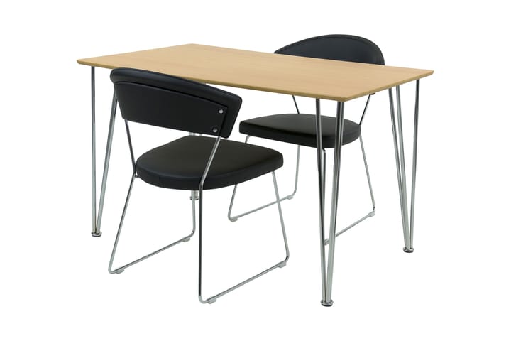 Ruokailuryhmä Elisha 120 cm 2 Celeste tuolia - Musta/Luonnonväri/Kromi - Huonekalut - Pöytä & ruokailuryhmä - Ruokailuryhmä