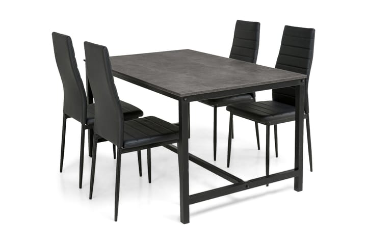 Ruokailuryhmä Evo 140 cm 4 Fred tuolia - Musta/Vaaleanharmaa - Huonekalut - Pöytä & ruokailuryhmä - Ruokailuryhmä