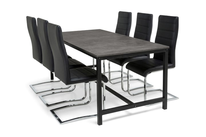 Ruokailuryhmä Evo 180 cm 6 Jack tuolia - Musta/Harmaa - Huonekalut - Pöydät & ruokailuryhmät - Ruokailuryhmä