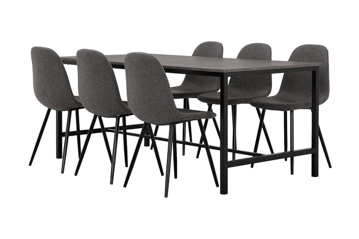 Ruokailuryhmä Evo 180 cm 6 Loanda tuolia - Musta/Betoni - Huonekalut - Pöytä & ruokailuryhmä - Ruokailuryhmä