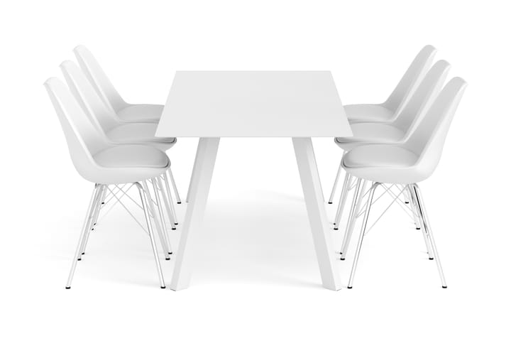 Ruokailuryhmä Fly 180 cm sis 6 Shell tuolia - Valkoinen - Huonekalut - Pöytä & ruokailuryhmä - Ruokailuryhmä