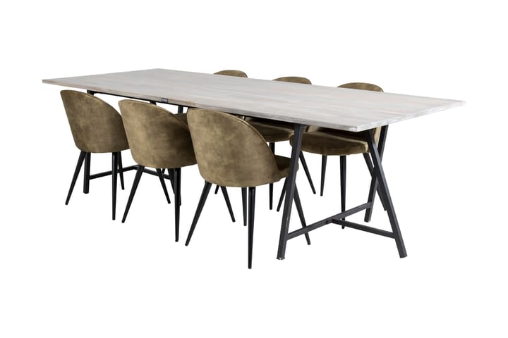 Ruokailuryhmä Gabija 250 cm 6 Longreone tuolia - Harmaa/Musta/Messinki - Huonekalut - Pöydät & ruokailuryhmät - Ruokailuryhmä