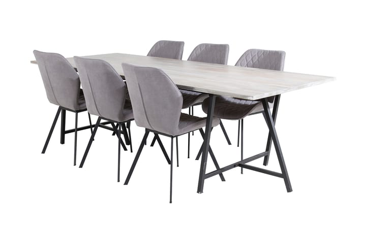 Ruokailuryhmä Gabija 250 cm 6 Pombriego tuolia - Harmaa/Musta - Huonekalut - Pöydät & ruokailuryhmät - Ruokailuryhmä