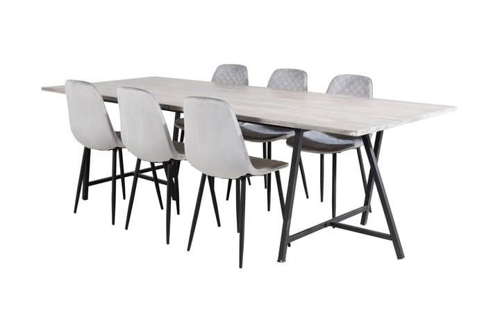Ruokailuryhmä Gabija 250 cm 6 Yegua tuolia - Harmaa/Musta - Huonekalut - Pöydät & ruokailuryhmät - Ruokailuryhmä
