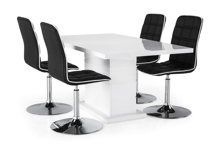 Ruokailuryhmä Griffith 160x40 cm Valkoinen/Musta - 4  Shaw tuolia - Huonekalut - Pöydät & ruokailuryhmät - Ruokailuryhmä