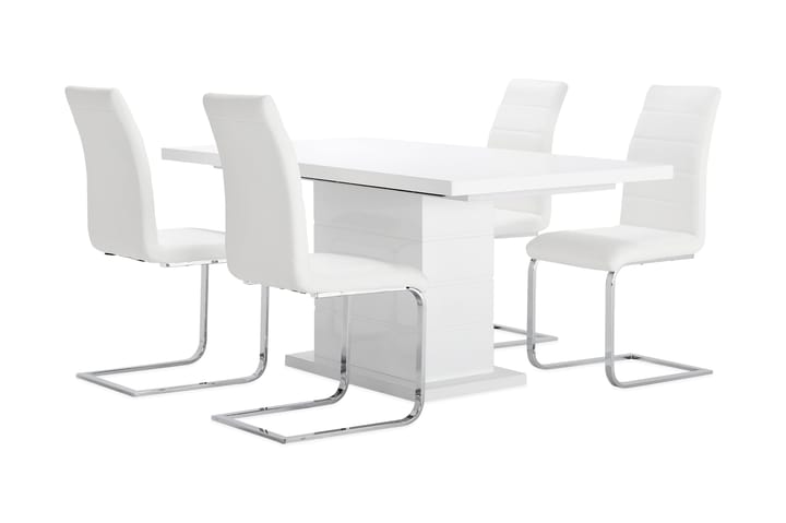 Ruokailuryhmä Griffith 180 cm 4 Emån tuolia - Valkoinen/Kromi - Huonekalut - Pöytä & ruokailuryhmä - Ruokailuryhmä