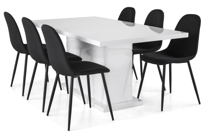 Ruokailuryhmä Griffith 180x40 cm Valkoinen/Musta - 6  Naira tuolia - Huonekalut - Pöydät & ruokailuryhmät - Ruokailuryhmä
