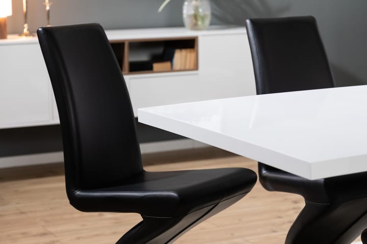 Ruokailuryhmä Griffith 200 cm 8 Hugo tuolilla - Valkoinen/Musta/Kromi - Huonekalut - Pöytä & ruokailuryhmä - Ruokailuryhmä