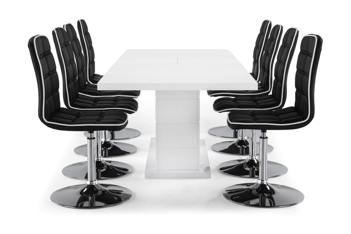 Ruokailuryhmä Griffith 200 cm 8 Shaw tuolilla - Valkoinen/Musta - Huonekalut - Pöydät & ruokailuryhmät - Ruokailuryhmä