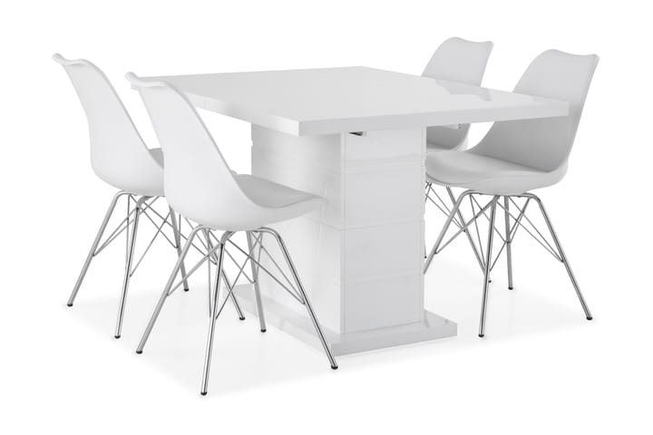 Ruokailuryhmä Griffith Jatkettava 120 cm 4 Scale tuolia - Valkoinen/Valkoinen PU/Kromi - Huonekalut - Pöytä & ruokailuryhmä - Ruokailuryhmä