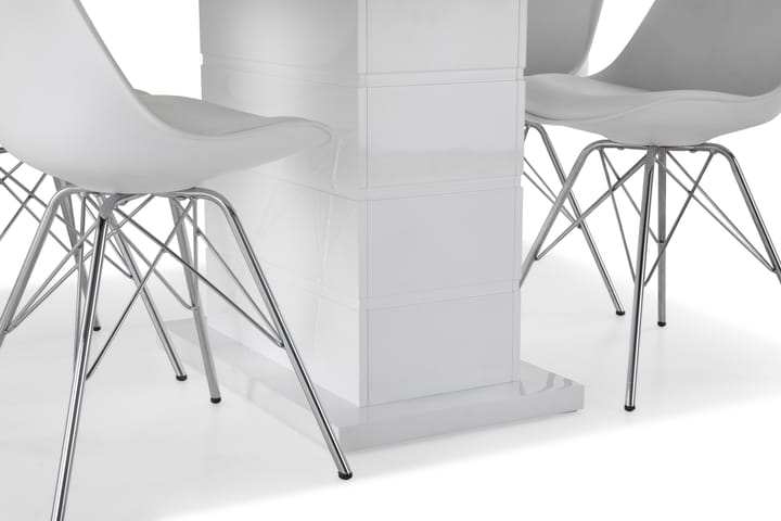 Ruokailuryhmä Griffith Jatkettava 120 cm 4 Scale tuolia - Valkoinen/Valkoinen PU/Kromi - Huonekalut - Pöytä & ruokailuryhmä - Ruokailuryhmä