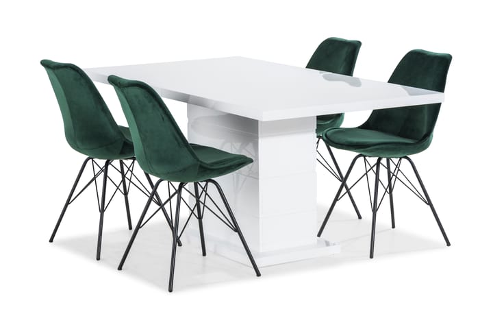 Ruokailuryhmä Griffith Jatkettava 160 cm 4 Scale tuolia - Valkoinen/Vihreä - Huonekalut - Pöytä & ruokailuryhmä - Ruokailuryhmä