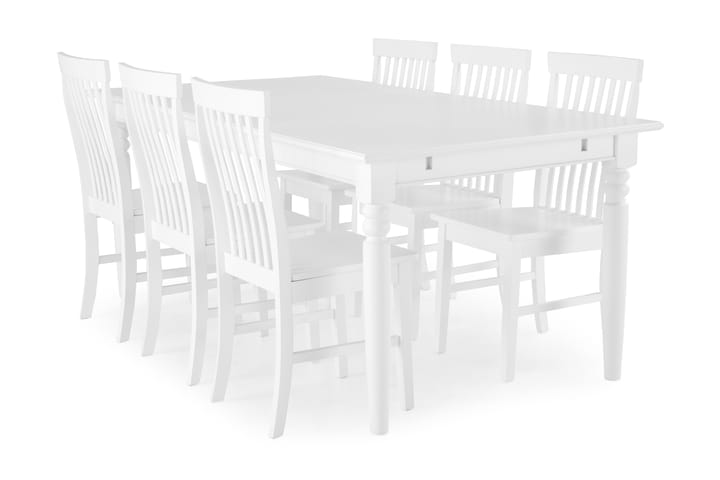 Ruokailuryhmä Hampton 190 cm 6 Augusta tuolia - Valkoinen - Huonekalut - Pöydät & ruokailuryhmät - Ruokailuryhmä