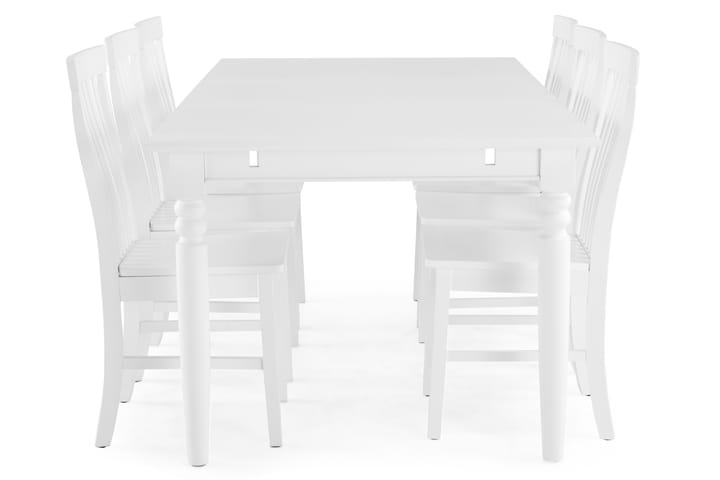 Ruokailuryhmä Hampton 190 cm 6 Augusta tuolia - Valkoinen - Huonekalut - Pöytä & ruokailuryhmä - Ruokailuryhmä