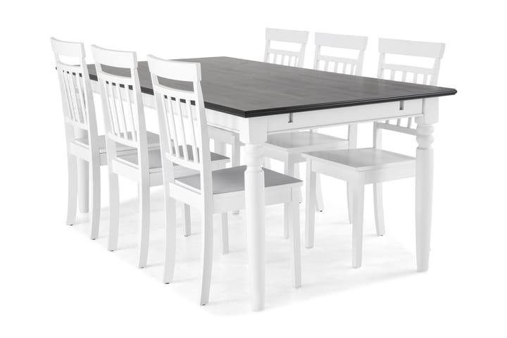Ruokailuryhmä Hampton 190 cm 6 Hudson tuolia - Mahonki/Valkoinen - Huonekalut - Pöytä & ruokailuryhmä - Ruokailuryhmä