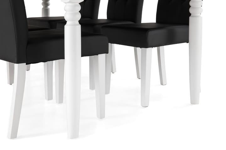 Ruokailuryhmä Hampton 190 cm 6 Leo tuolia - Mahonki/Valkoinen/Musta PU - Huonekalut - Pöytä & ruokailuryhmä - Ruokailuryhmä