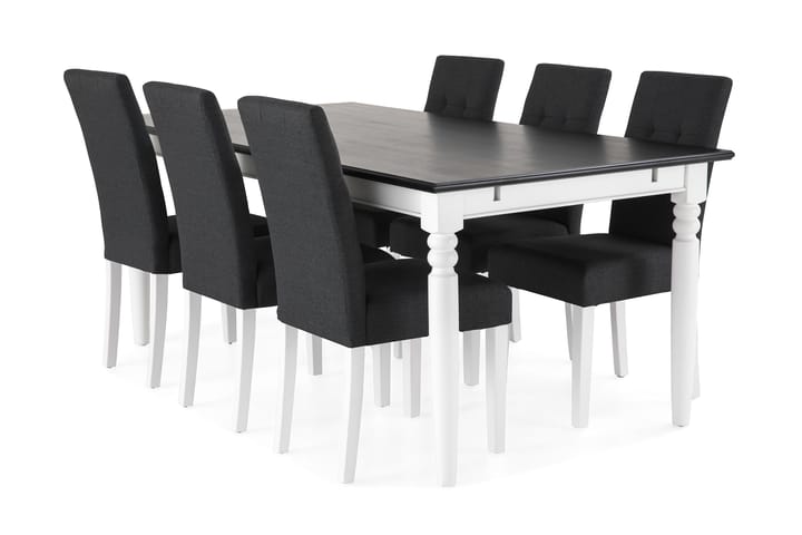 Ruokailuryhmä Hampton 190 cm 6 Leo tuolia - Mahonki/Valkoinen/Tummanharmaa - Huonekalut - Pöytä & ruokailuryhmä - Ruokailuryhmä