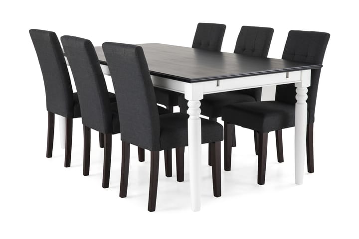 Ruokailuryhmä Hampton 190 cm 6 Leo tuolia - Mahonki/Valk/T.harmaa/T.ruskea - Huonekalut - Pöytä & ruokailuryhmä - Ruokailuryhmä