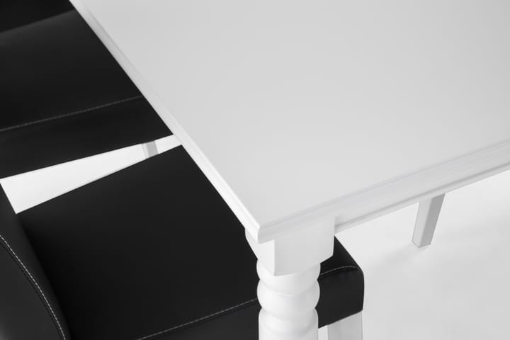 Ruokailuryhmä Hampton 190 cm 6 Max tuolia - Valkoinen/Musta PU - Huonekalut - Pöytä & ruokailuryhmä - Ruokailuryhmä