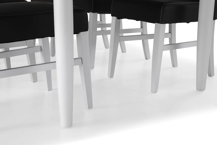 Ruokailuryhmä Hampton 190 cm 6 Max tuolia - Valkoinen/Musta PU - Huonekalut - Pöytä & ruokailuryhmä - Ruokailuryhmä