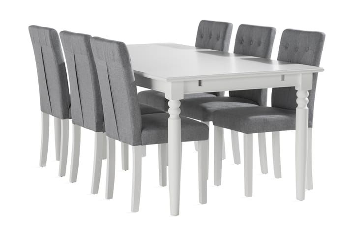 Ruokailuryhmä Hampton 190 cm 6 Sonnarp tuolia - Valkoinen - Huonekalut - Pöytä & ruokailuryhmä - Ruokailuryhmä