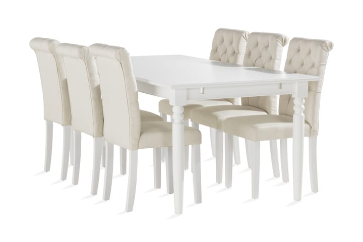Ruokailuryhmä Hampton 190 cm 6 Svanberga tuolia - Valkoinen - Huonekalut - Pöytä & ruokailuryhmä - Ruokailuryhmä