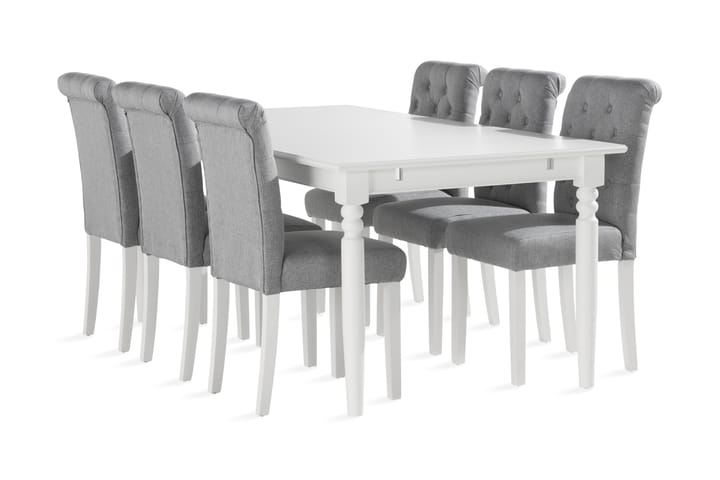 Ruokailuryhmä Hampton 190 cm 6 Svanberga tuolia - Valkoinen - Huonekalut - Tuoli & nojatuoli - Ruokapöydän tuolit