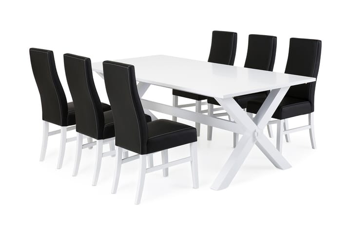 Ruokailuryhmä Hannah 6 Max tuolia - Valkoinen/Musta - Huonekalut - Pöytä & ruokailuryhmä - Ruokapöydät & keittiön pöydät