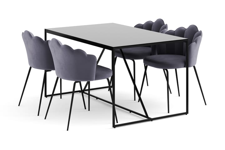 Ruokailuryhmä Indy 140 cm sis 4 Broddhult tuolia - Musta/Harmaa - Huonekalut - Pöytä & ruokailuryhmä - Ruokailuryhmä