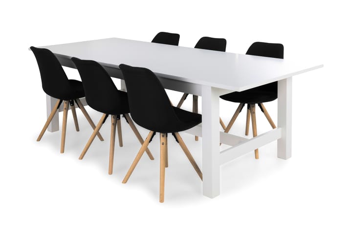 Ruokailuryhmä Isadora 6 Anton tuolia - Valkoinen/Tummanharmaa - Huonekalut - Pöytä & ruokailuryhmä - Ruokailuryhmä