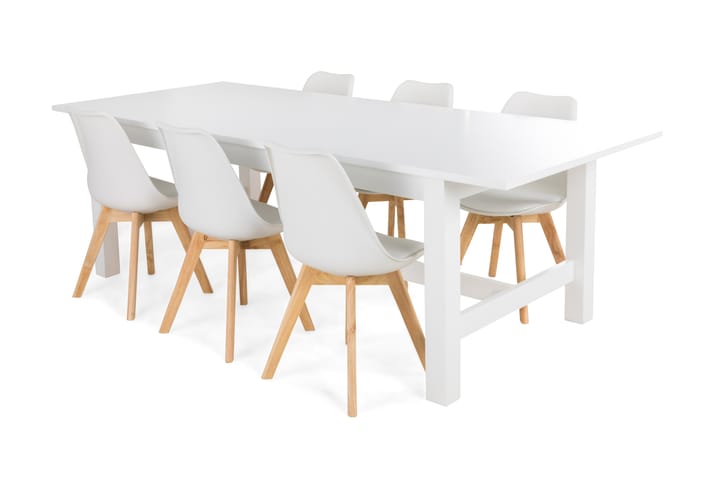 Ruokailuryhmä Isadora 6 Erin tuolia - Valkoinen - Huonekalut - Pöydät & ruokailuryhmät - Ruokailuryhmä