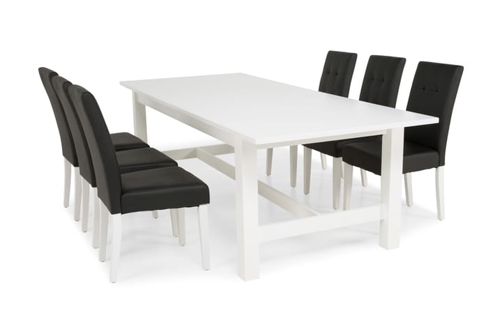 Ruokailuryhmä Isadora 6 Leo tuolia - Valkoinen/Musta - Huonekalut - Pöytä & ruokailuryhmä - Ruokailuryhmä
