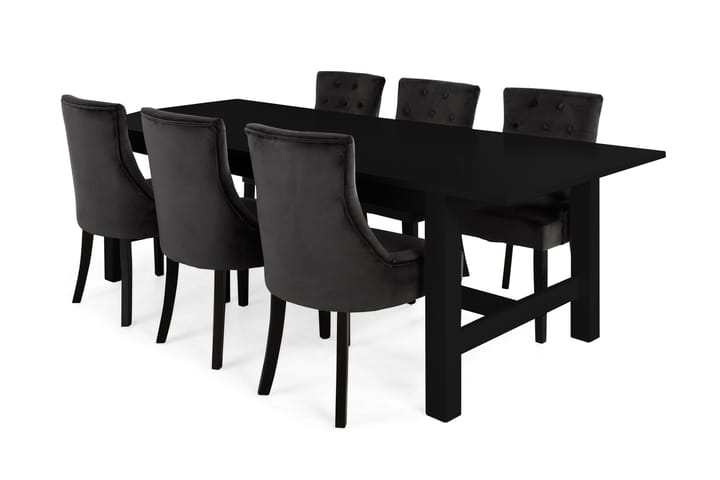 Ruokailuryhmä Isadora 6 Ophelia nojatuolia - Musta - Huonekalut - Pöydät & ruokailuryhmät - Ruokailuryhmä