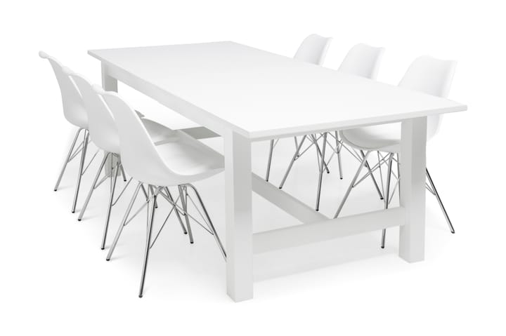 Ruokailuryhmä Isadora 6 Scale tuolia - Valkoinen - Huonekalut - Pöytä & ruokailuryhmä - Ruokailuryhmä