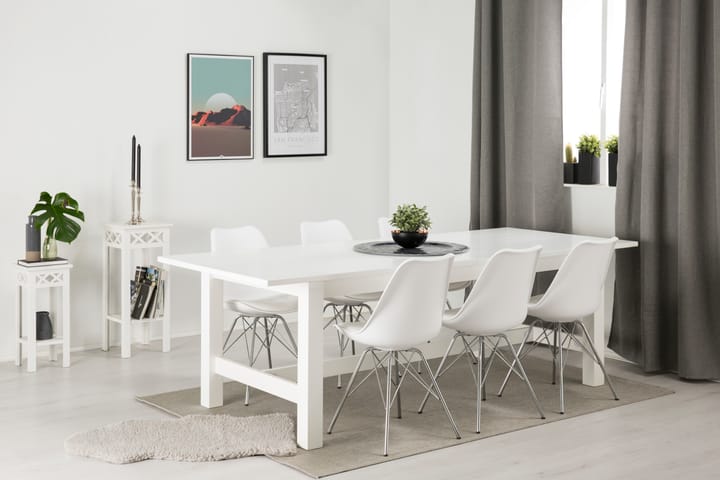 Ruokailuryhmä Isadora 6 Scale tuolia - Valkoinen - Huonekalut - Pöytä & ruokailuryhmä - Ruokailuryhmä
