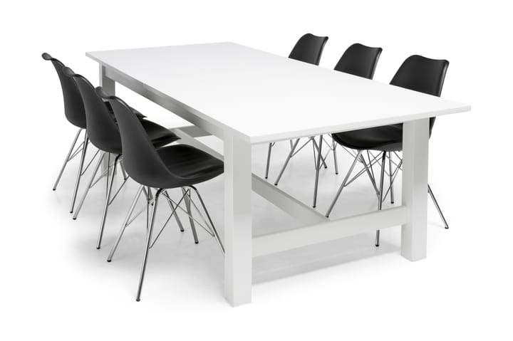 Ruokailuryhmä Isadora 6 Scale tuolia - Valkoinen/Musta - Huonekalut - Pöytä & ruokailuryhmä - Ruokailuryhmä
