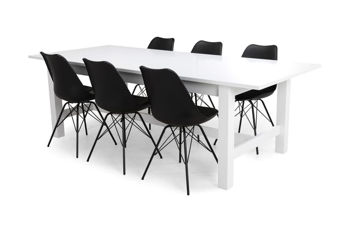 Ruokailuryhmä Isadora 6 Scale tuolia - Valkoinen/Musta PU/Musta - Huonekalut - Pöytä & ruokailuryhmä - Ruokailuryhmä
