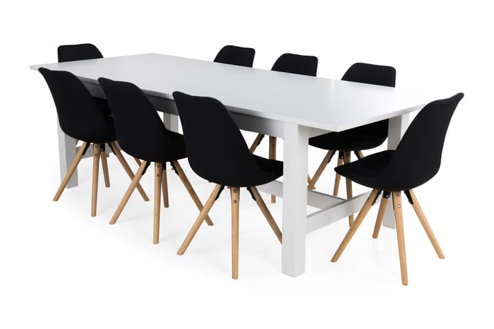 Ruokailuryhmä Isadora 8 Anton tuolia - Valkoinen/Tummanharmaa - Huonekalut - Pöytä & ruokailuryhmä - Ruokailuryhmä