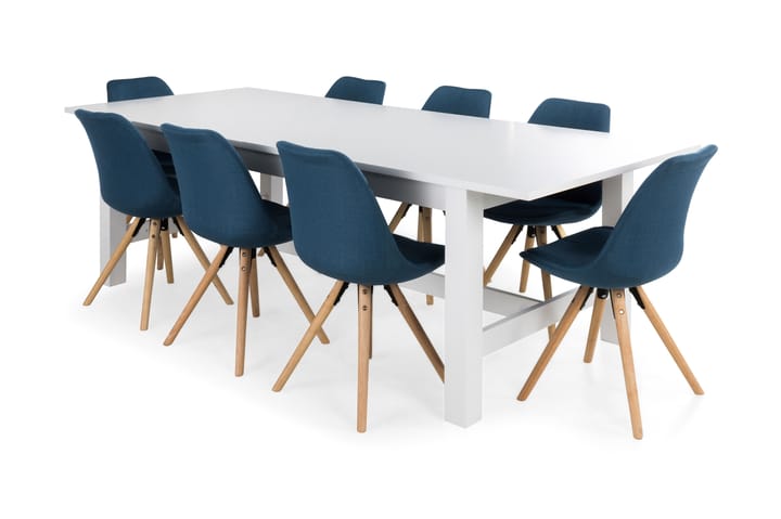 Ruokailuryhmä Isadora 8 Anton tuolia - Valkoinen/Tummansininen - Huonekalut - Pöydät & ruokailuryhmät - Ruokailuryhmä