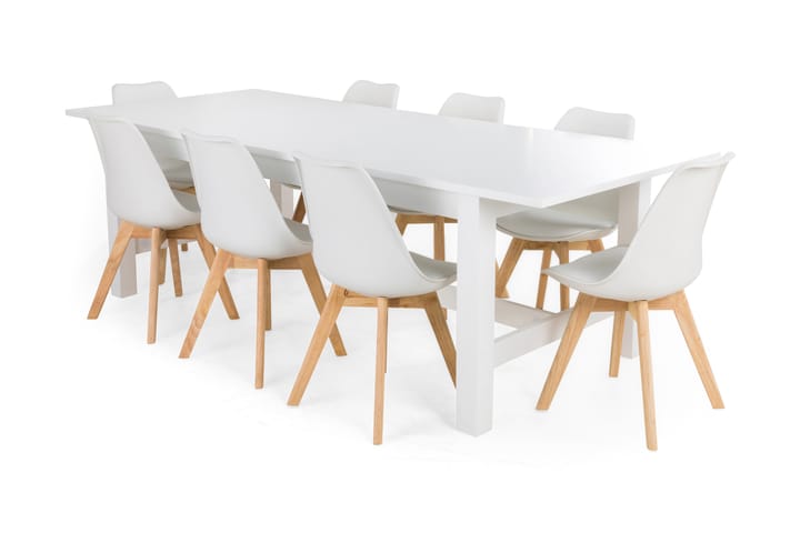 Ruokailuryhmä Isadora 8 Erin tuolia - Valkoinen - Huonekalut - Pöydät & ruokailuryhmät - Ruokailuryhmä