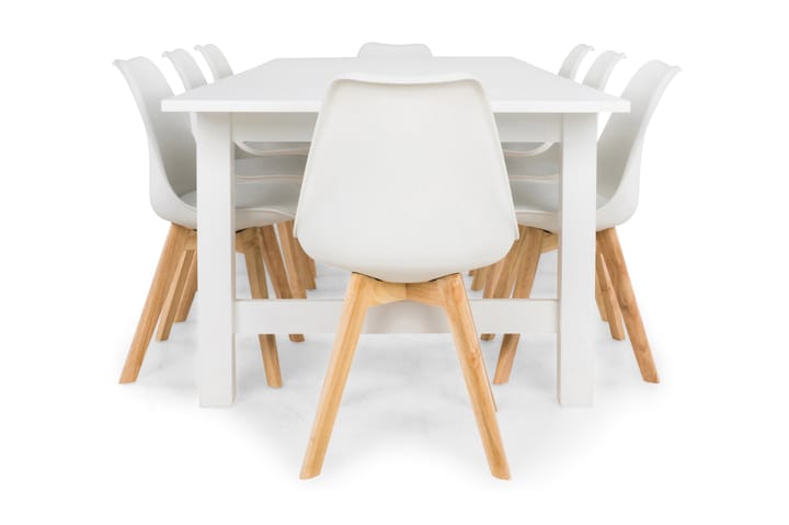 Ruokailuryhmä Isadora 8 Erin tuolia - Valkoinen - Huonekalut - Pöytä & ruokailuryhmä - Ruokailuryhmä