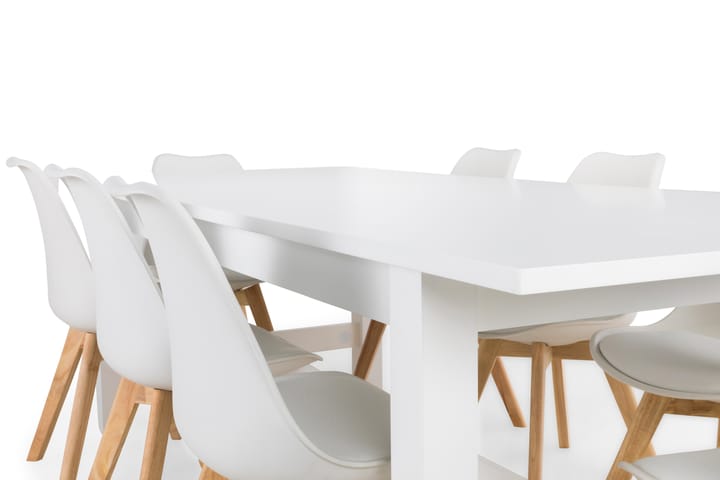 Ruokailuryhmä Isadora 8 Erin tuolia - Valkoinen - Huonekalut - Pöytä & ruokailuryhmä - Ruokailuryhmä